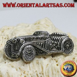 Broche de plata, carro antiguo vintage con marcasitas.