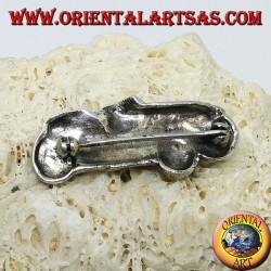 Broche de plata, carro antiguo vintage con marcasitas.