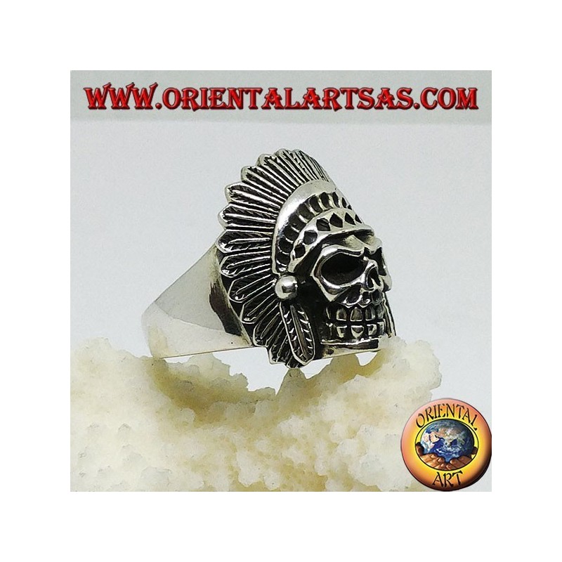 Anello in argento teschio indiano