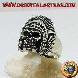 Anillo indio de plata con calavera