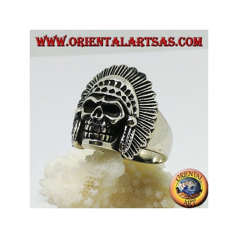 Anello in argento teschio indiano