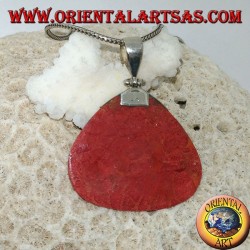 Blutkoralle (Koralle) dreieckiger Anhänger mit silbernem Haken