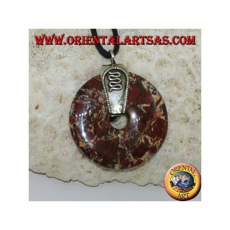 Colgante de jaspe (rosquilla de 30 mm) con gancho de plata 925 ‰