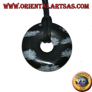 Obsidian pendant in the shape of a donut of mm. 30