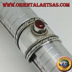 Bague large en argent avec cabochon ovale rond, Bali