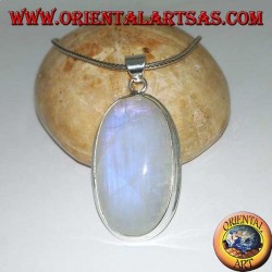 Silberanhänger mit weißblau fluoreszierendem Labradorit (großes Oval)
