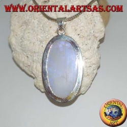 Silver pendant with white blue fluorescent labradorite (large oval)