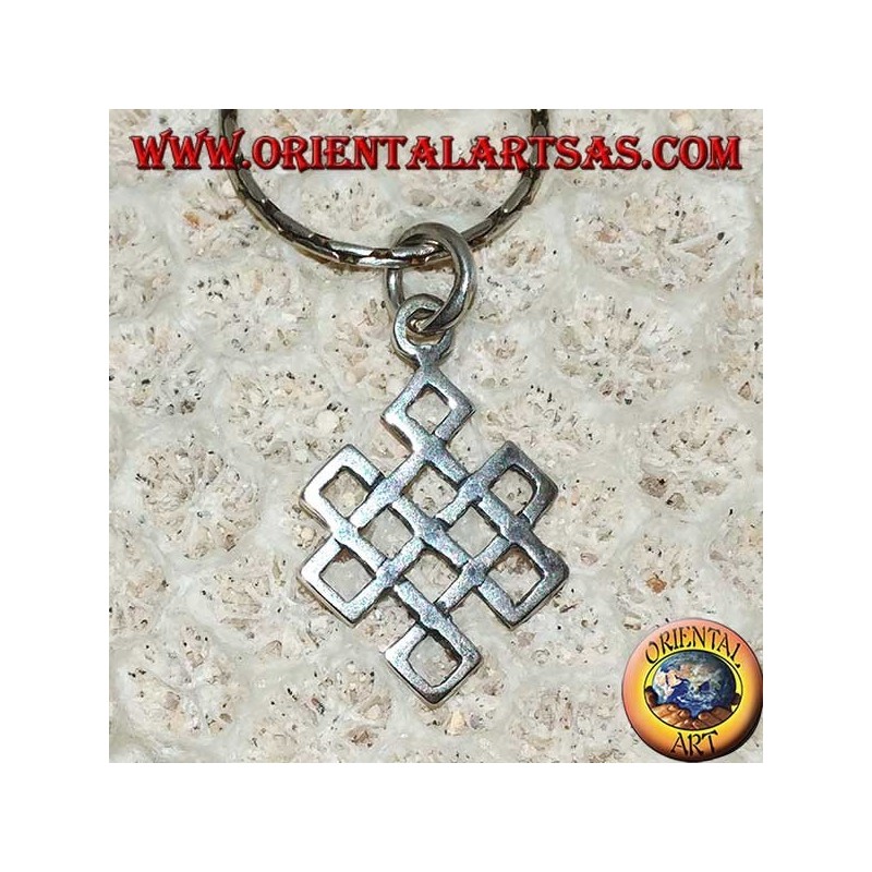 Silver pendant Srivatsa symbol of good luck (symbol of Tibetan infinity)