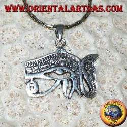 Pendentif oeil en argent d'Horus avec cobra (Udjat)