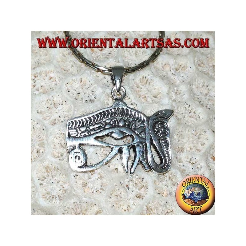 Pendentif oeil en argent d'Horus avec cobra (Udjat)