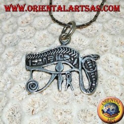 Silver pendant, Eye of Ra, eye of Horus with cobra, The Eye of Providence