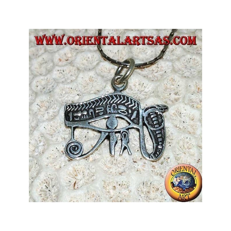 Pendentif en argent, oeil de Ra, oeil de Horus avec cobra, oeil de Providence