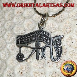 Silver pendant, Eye of Ra, eye of Horus with cobra, The Eye of Providence