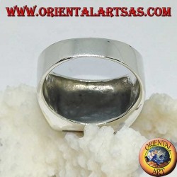 Silver ring with square onyx and imperial bas-relief eagles on the sides