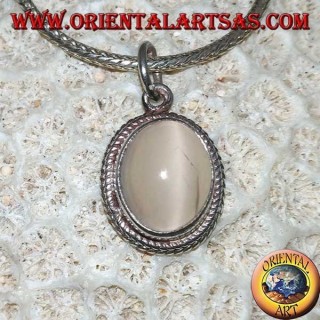 925 argento silver pendant with oval moonstone