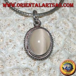 925 argento silver pendant with oval moonstone