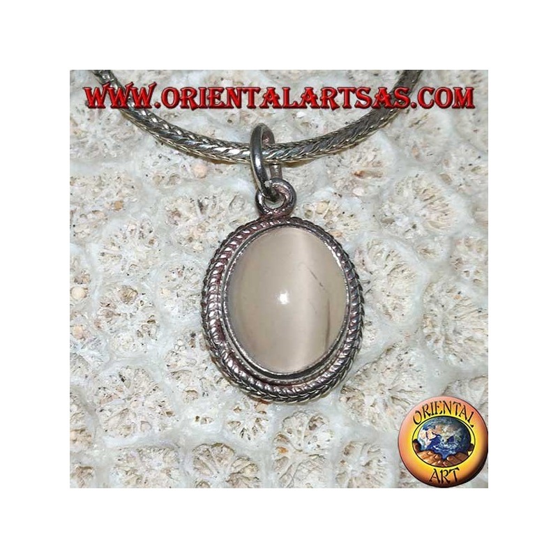 Pendentif en argent 925 avec pierre de lune ovale