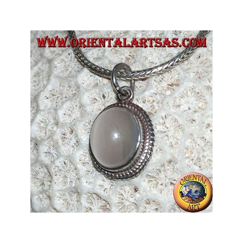 925 argento silver pendant with oval moonstone
