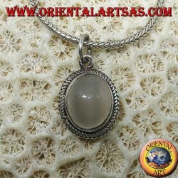925 argento silver pendant with oval moonstone