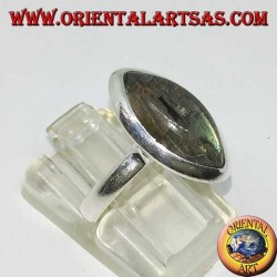 Anillo de plata con labradorita cortada