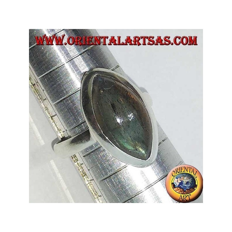 Anillo de plata con labradorita cortada