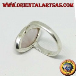 Silver ring with shuttle-cut rose quartz