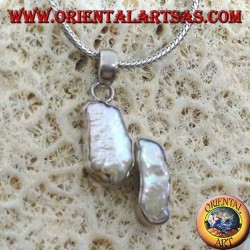 Pendentif en argent avec 2 perles naturelles irrégulières