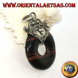 Colgante de plata con donut en ojo de tigre rojo