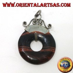 Colgante de plata con donut en ojo de tigre rojo