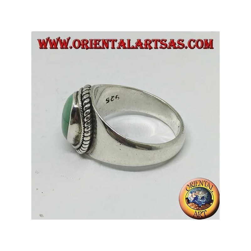 Simple bague en argent avec turquoise antique tibétaine naturelle