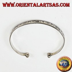 Rigid bracelet in silver, with handmade dawn and sunset engravings