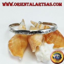 Bracelet rigide en argent, gravé à la main à l'aube et au coucher du soleil