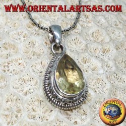 Colgante de plata con topacio amarillo natural facetado