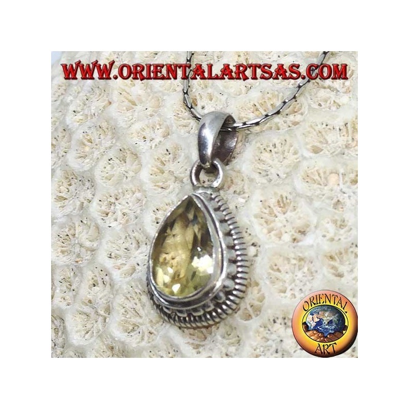 Colgante de plata con topacio amarillo natural facetado