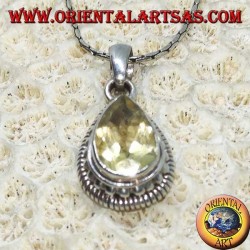 Colgante de plata con topacio amarillo natural facetado