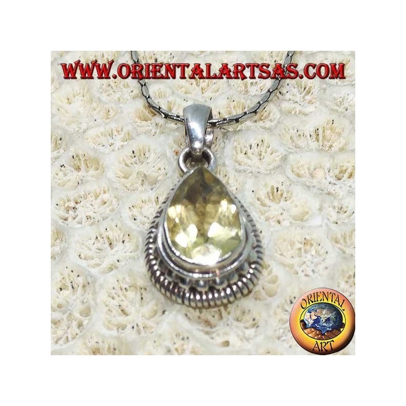 Colgante de plata con topacio amarillo natural facetado