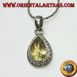 Colgante de plata con topacio amarillo natural facetado