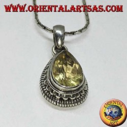 Colgante de plata con topacio amarillo natural facetado