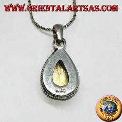 Silver pendant with natural yellow faceted drop topaz