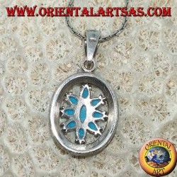 Pendentif en argent ovale avec turquoise entourée de marcassites