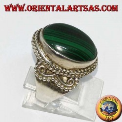 Silberring mit ovalem Malachit (groß)
