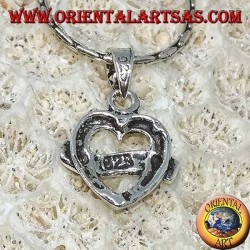 Pendentif en argent en forme de coeur avec gravure Love