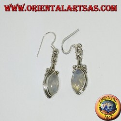 Pendientes colgantes de plata con piedra lunar del arco iris