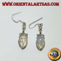 Pendientes colgantes de plata con piedra lunar del arco iris