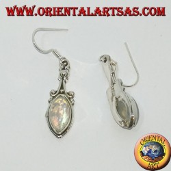 Pendientes colgantes de plata con piedra lunar del arco iris