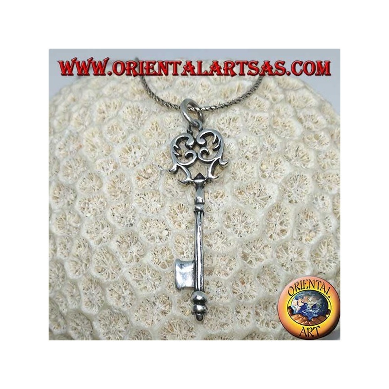 Silver key pendant in baroque style (large)