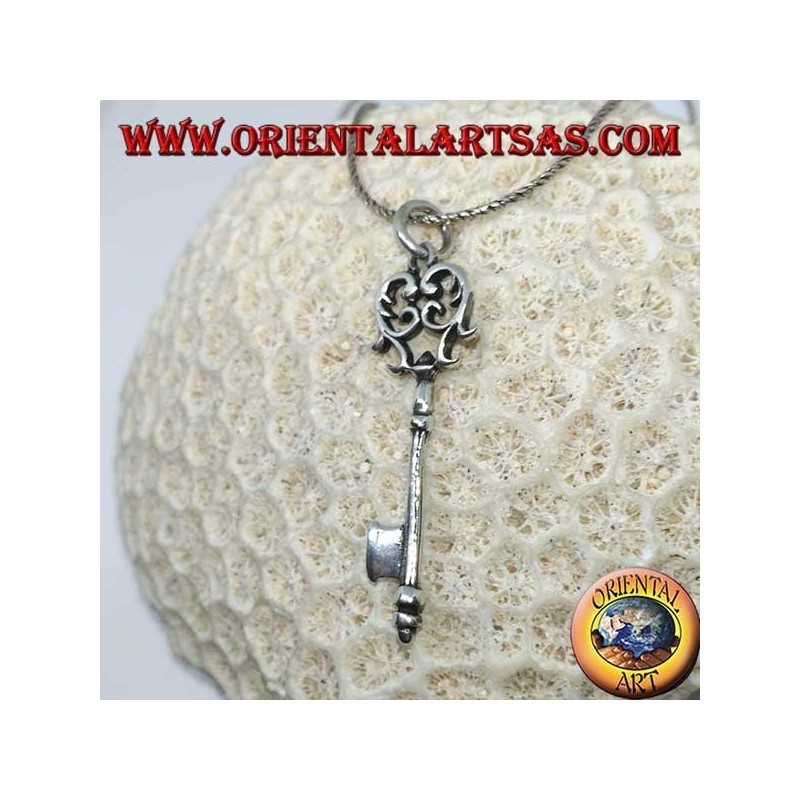 Silver key pendant in baroque style (large)