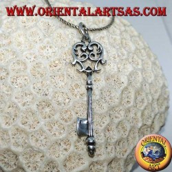 Pendentif clé en argent de style baroque (grand)