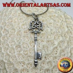 Silver key pendant in baroque style (large)