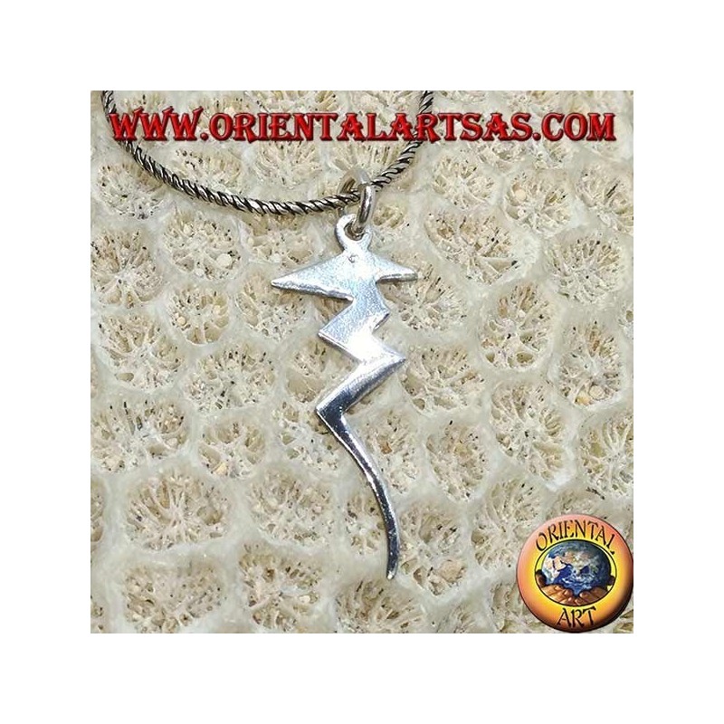 Lightning silver pendant, symbol of power and danger